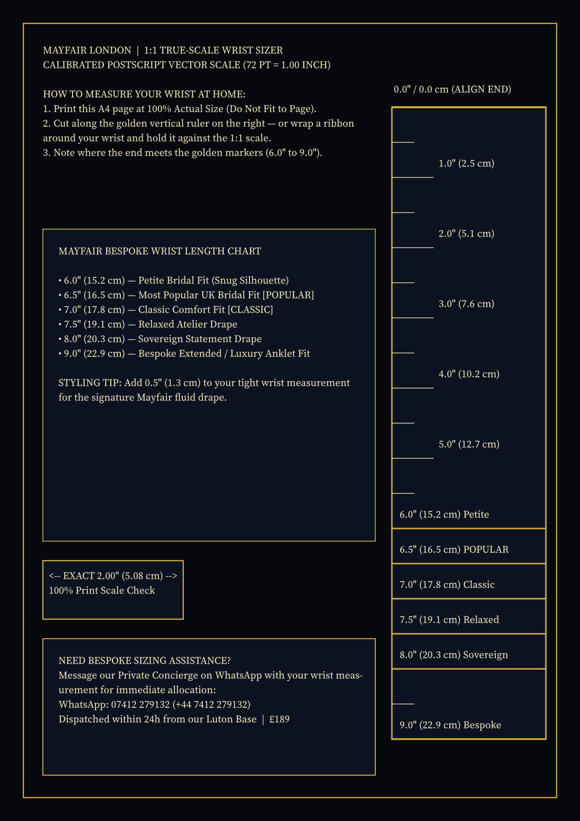 Mayfair 1:1 Wrist Sizer Page 2